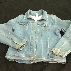 Zunie Girl Light Wash Denim Jacket Girls XL 14/16 Stretch Trucker NJE016K9Z Blue